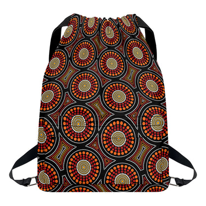 Australian Aboriginal Dot Pattern Print Drawstring Backpack