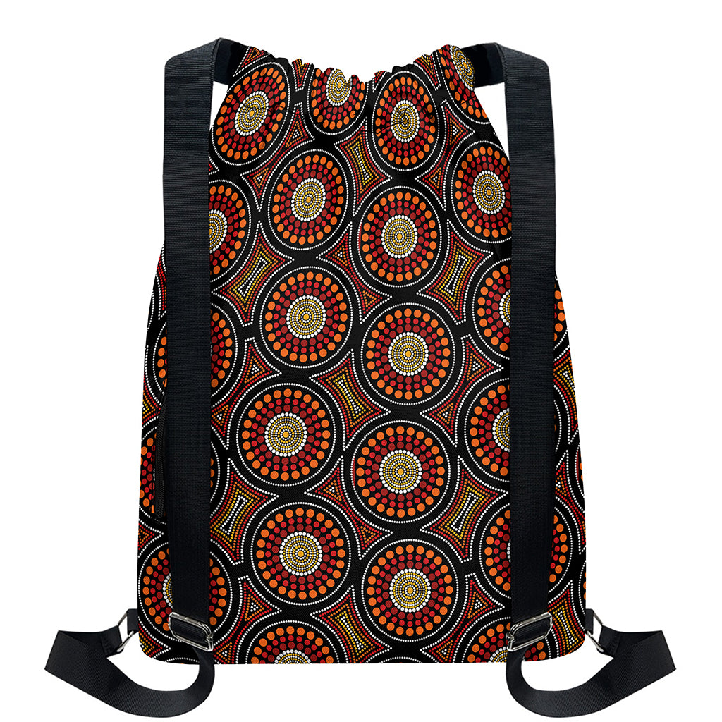 Australian Aboriginal Dot Pattern Print Drawstring Backpack
