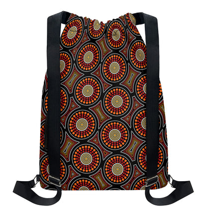 Australian Aboriginal Dot Pattern Print Drawstring Backpack