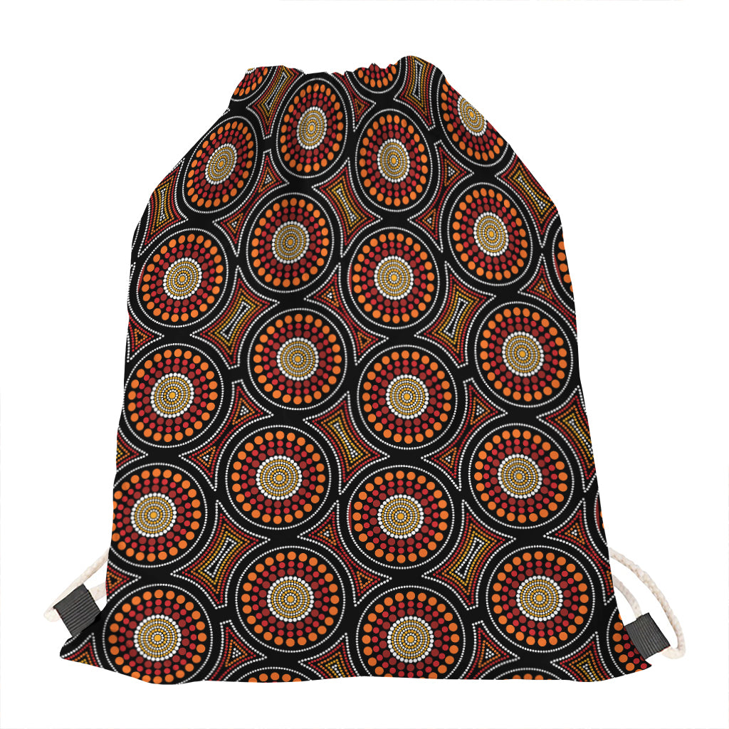Australian Aboriginal Dot Pattern Print Drawstring Bag