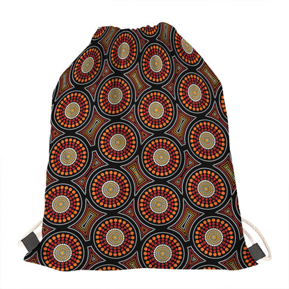 Australian Aboriginal Dot Pattern Print Drawstring Bag