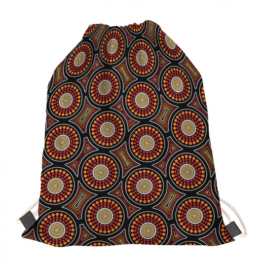 Australian Aboriginal Dot Pattern Print Drawstring Bag