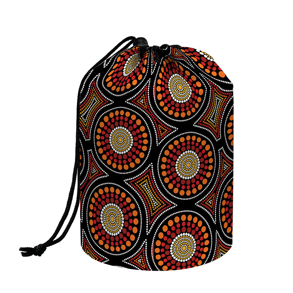 Australian Aboriginal Dot Pattern Print Drawstring Makeup Bag