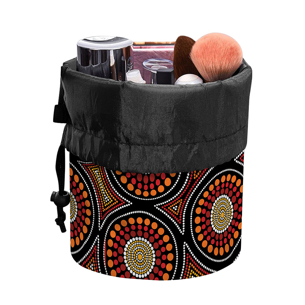Australian Aboriginal Dot Pattern Print Drawstring Makeup Bag