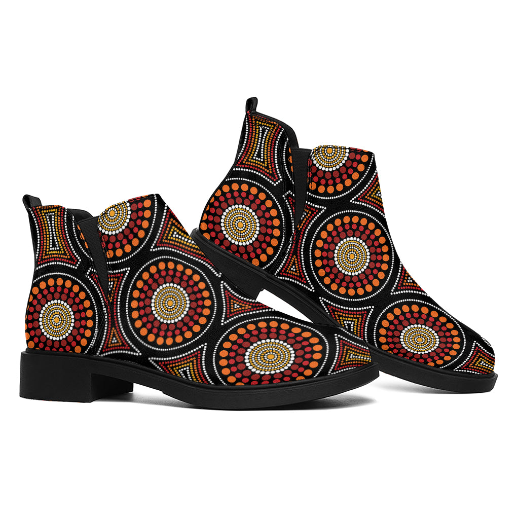 Australian Aboriginal Dot Pattern Print Flat Ankle Boots