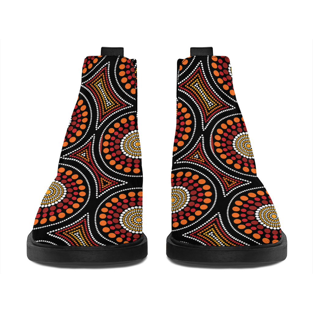 Australian Aboriginal Dot Pattern Print Flat Ankle Boots