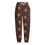 Australian Aboriginal Dot Pattern Print Fleece Lined Knit Pants