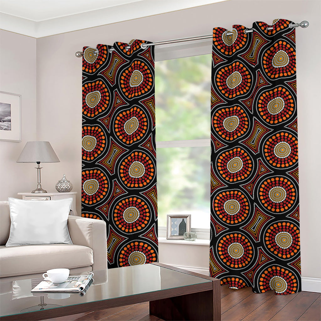 Australian Aboriginal Dot Pattern Print Grommet Curtains