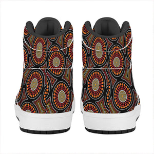 Australian Aboriginal Dot Pattern Print High Top Leather Sneakers