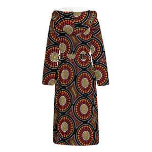 Australian Aboriginal Dot Pattern Print Hooded Bathrobe