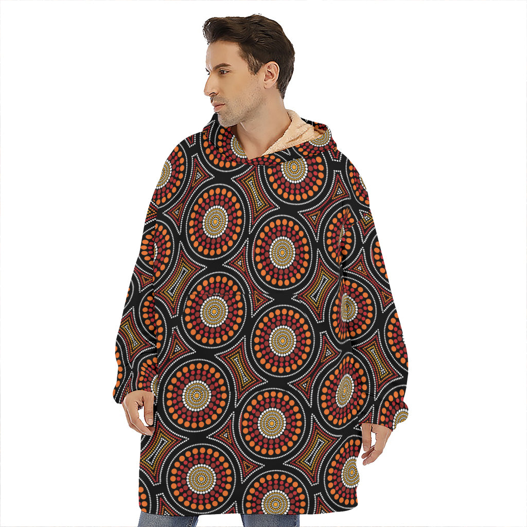 Australian Aboriginal Dot Pattern Print Hoodie Blanket