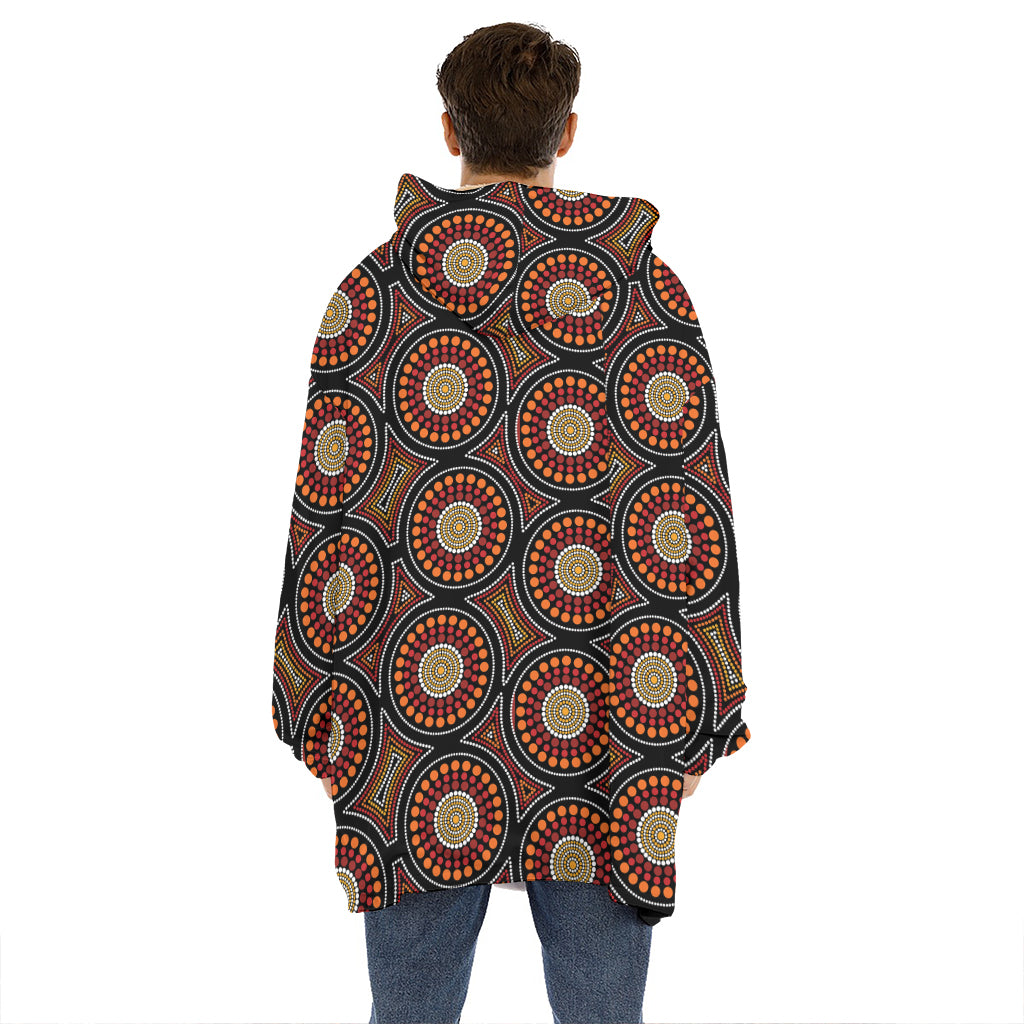 Australian Aboriginal Dot Pattern Print Hoodie Blanket