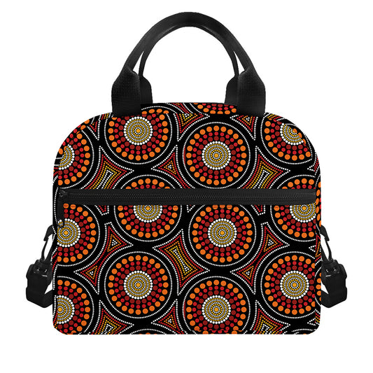 Australian Aboriginal Dot Pattern Print Insulated Lunch Bag