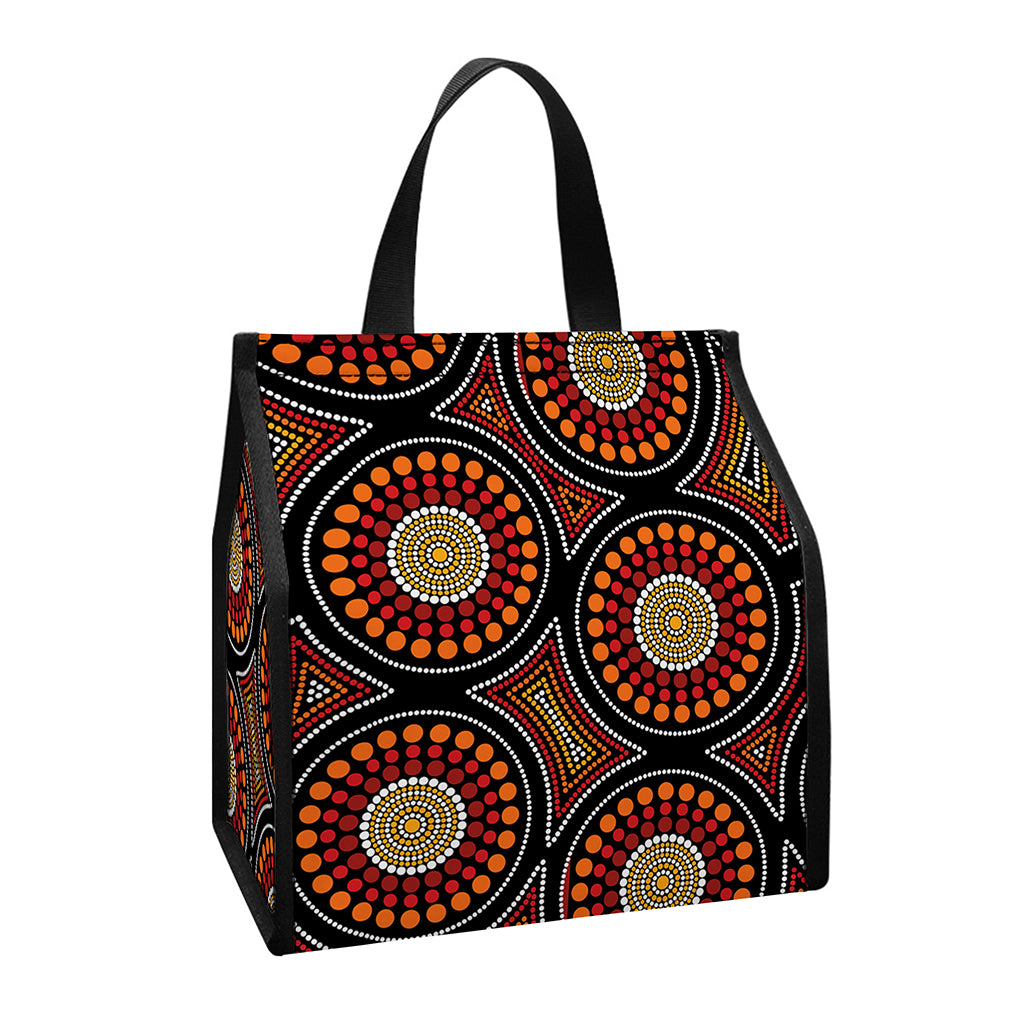 Australian Aboriginal Dot Pattern Print Insulated Lunch Tote