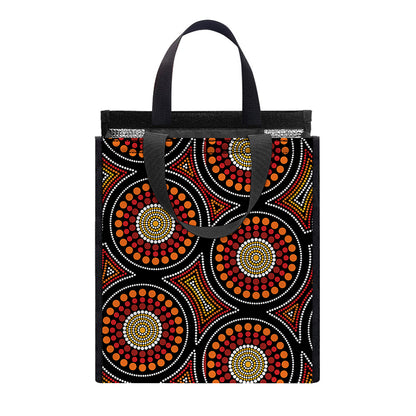 Australian Aboriginal Dot Pattern Print Insulated Lunch Tote
