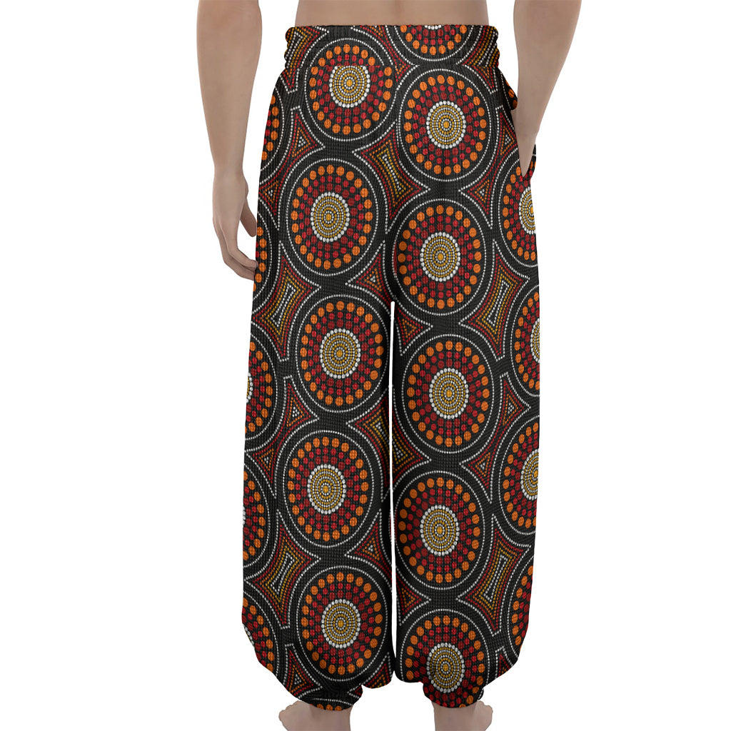 Australian Aboriginal Dot Pattern Print Lantern Pants