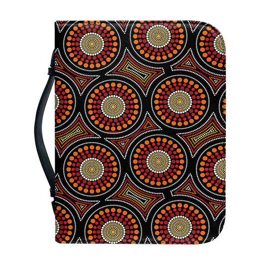 Australian Aboriginal Dot Pattern Print Leather Bible Cover