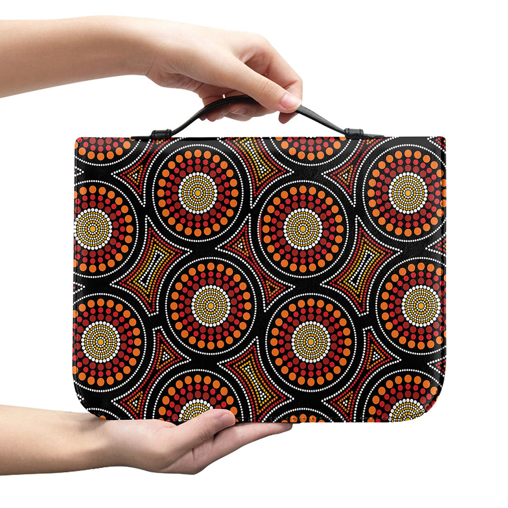 Australian Aboriginal Dot Pattern Print Leather Bible Cover