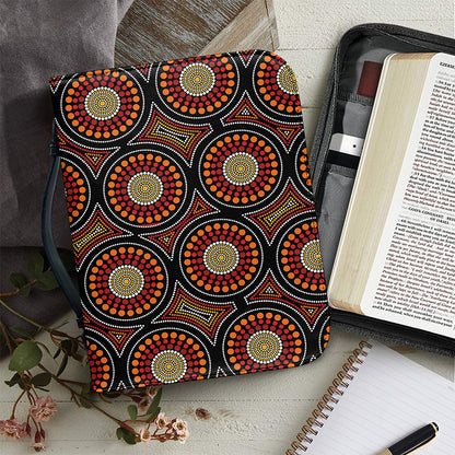 Australian Aboriginal Dot Pattern Print Leather Bible Cover