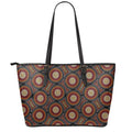 Australian Aboriginal Dot Pattern Print Leather Tote Bag With Zipper