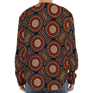 Australian Aboriginal Dot Pattern Print Long Sleeve Baseball Jersey