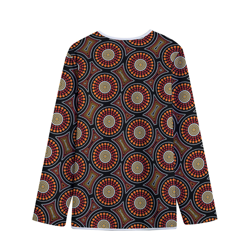 Australian Aboriginal Dot Pattern Print Long Sleeve Short Coat