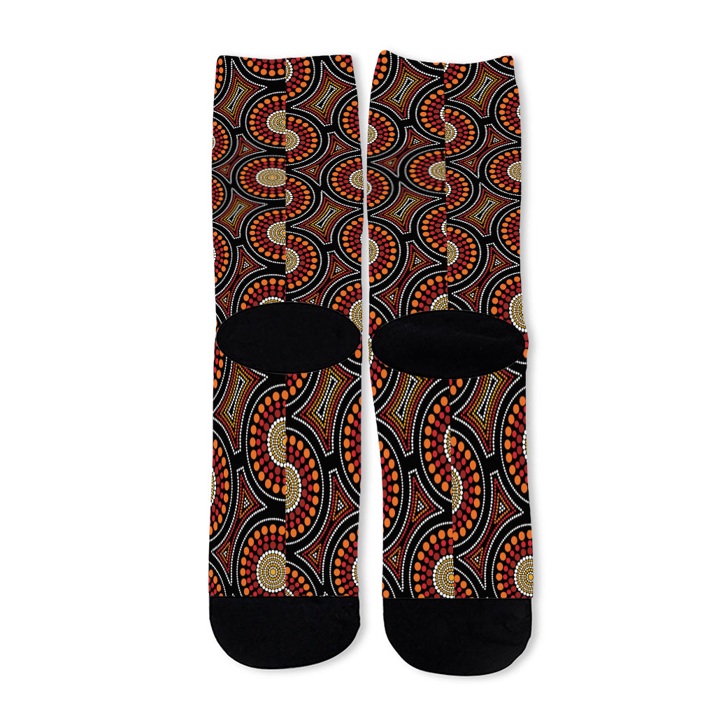 Australian Aboriginal Dot Pattern Print Long Socks