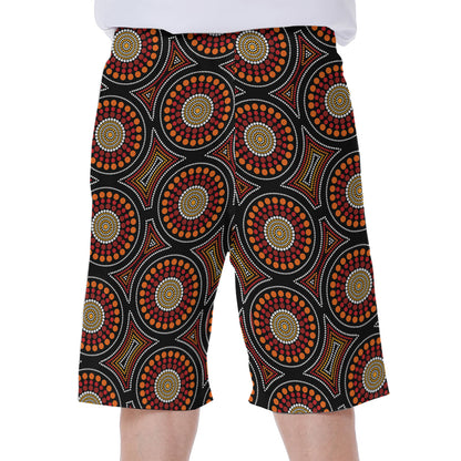 Australian Aboriginal Dot Pattern Print Men's Beach Shorts