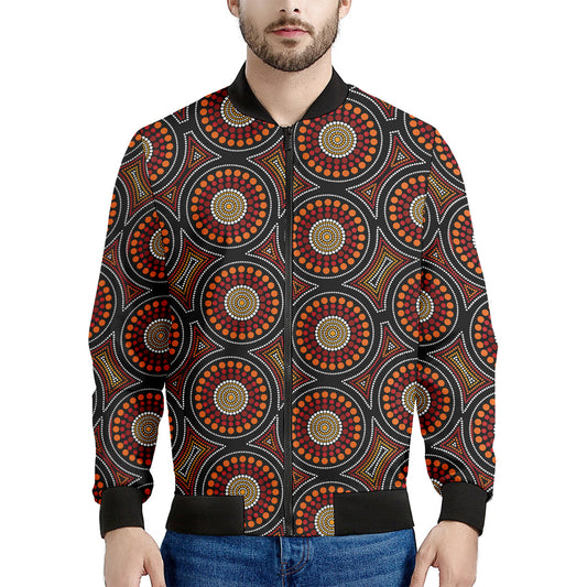 Australian Aboriginal Dot Pattern Print Men's Bomber Jacket