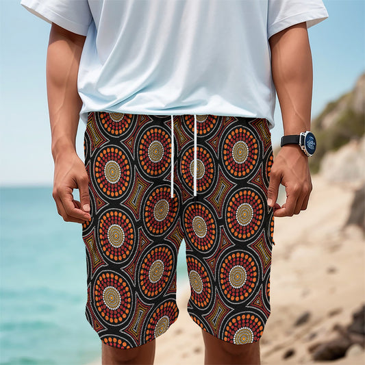 Australian Aboriginal Dot Pattern Print Men's Cargo Shorts