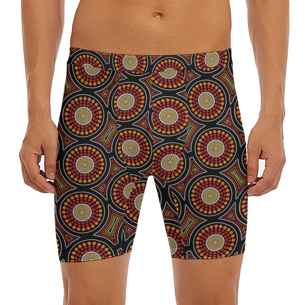 Australian Aboriginal Dot Pattern Print Men's Long Boxer Briefs