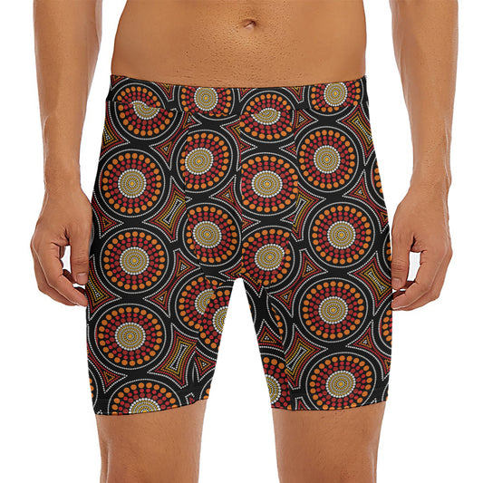 Australian Aboriginal Dot Pattern Print Men's Long Boxer Briefs