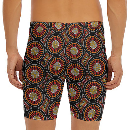 Australian Aboriginal Dot Pattern Print Men's Long Boxer Briefs
