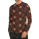 Australian Aboriginal Dot Pattern Print Men's Long Sleeve Rash Guard