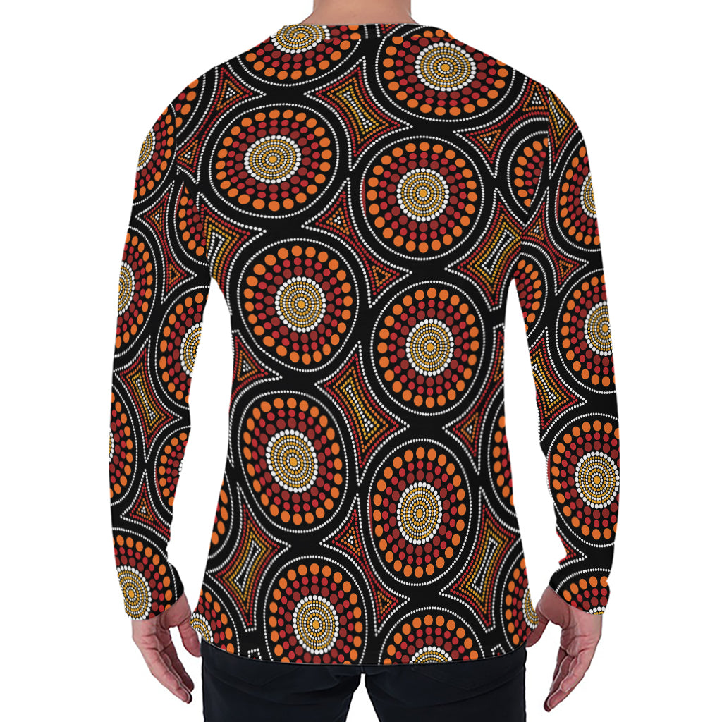 Australian Aboriginal Dot Pattern Print Men's Long Sleeve T-Shirt