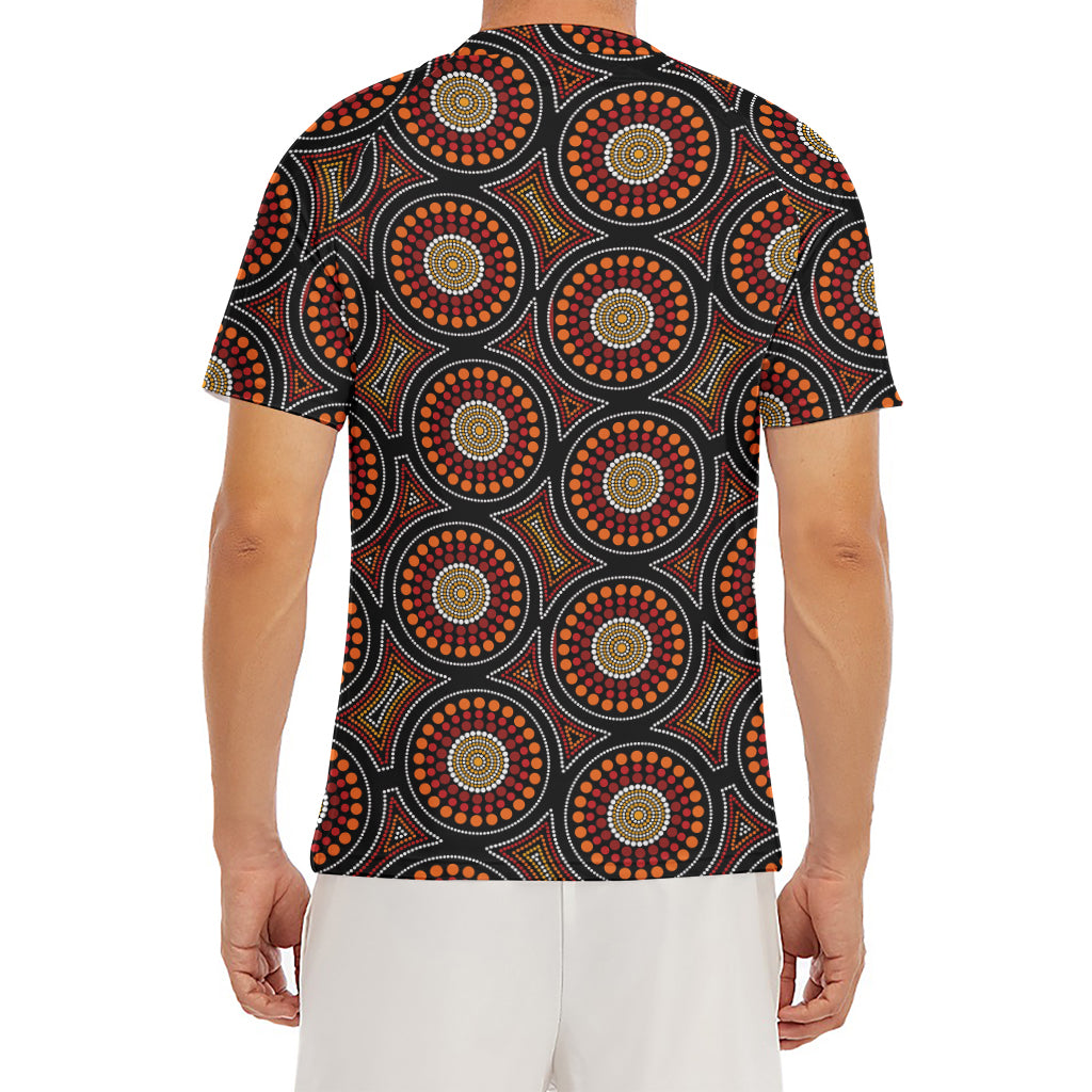 Australian Aboriginal Dot Pattern Print Men's Short Sleeve Rash Guard