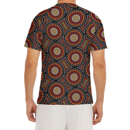 Australian Aboriginal Dot Pattern Print Men's Short Sleeve Rash Guard