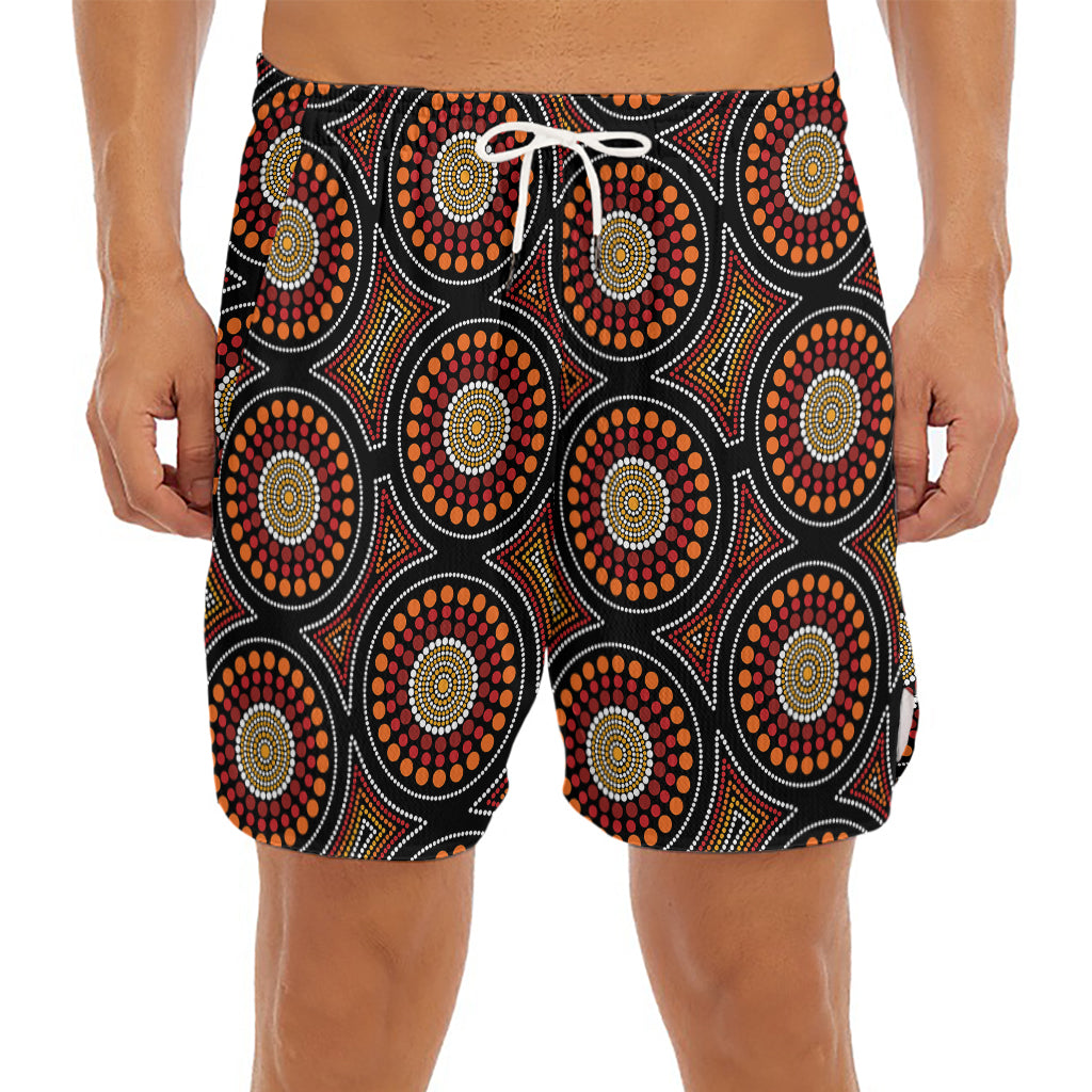 Australian Aboriginal Dot Pattern Print Men's Split Running Shorts