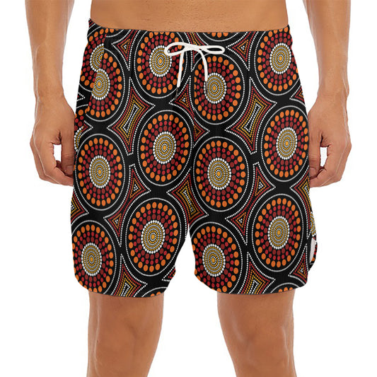 Australian Aboriginal Dot Pattern Print Men's Split Running Shorts