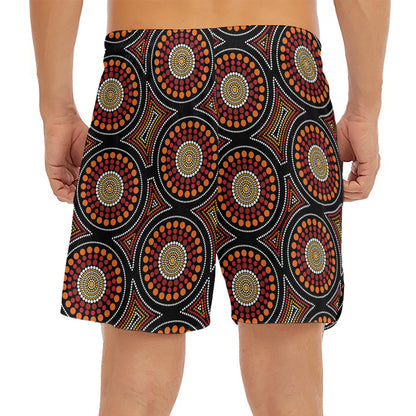 Australian Aboriginal Dot Pattern Print Men's Split Running Shorts