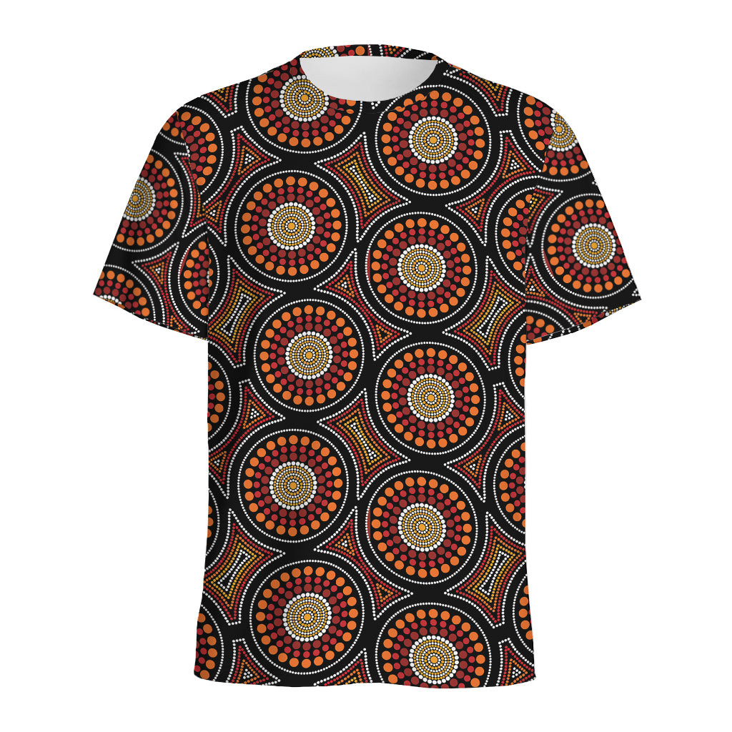 Australian Aboriginal Dot Pattern Print Men's Sports T-Shirt
