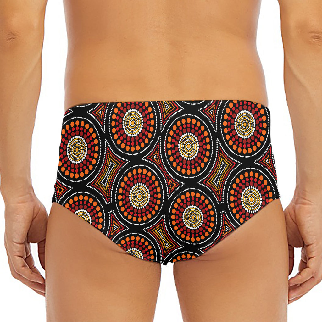 Australian Aboriginal Dot Pattern Print Men's Triangle Swim Briefs