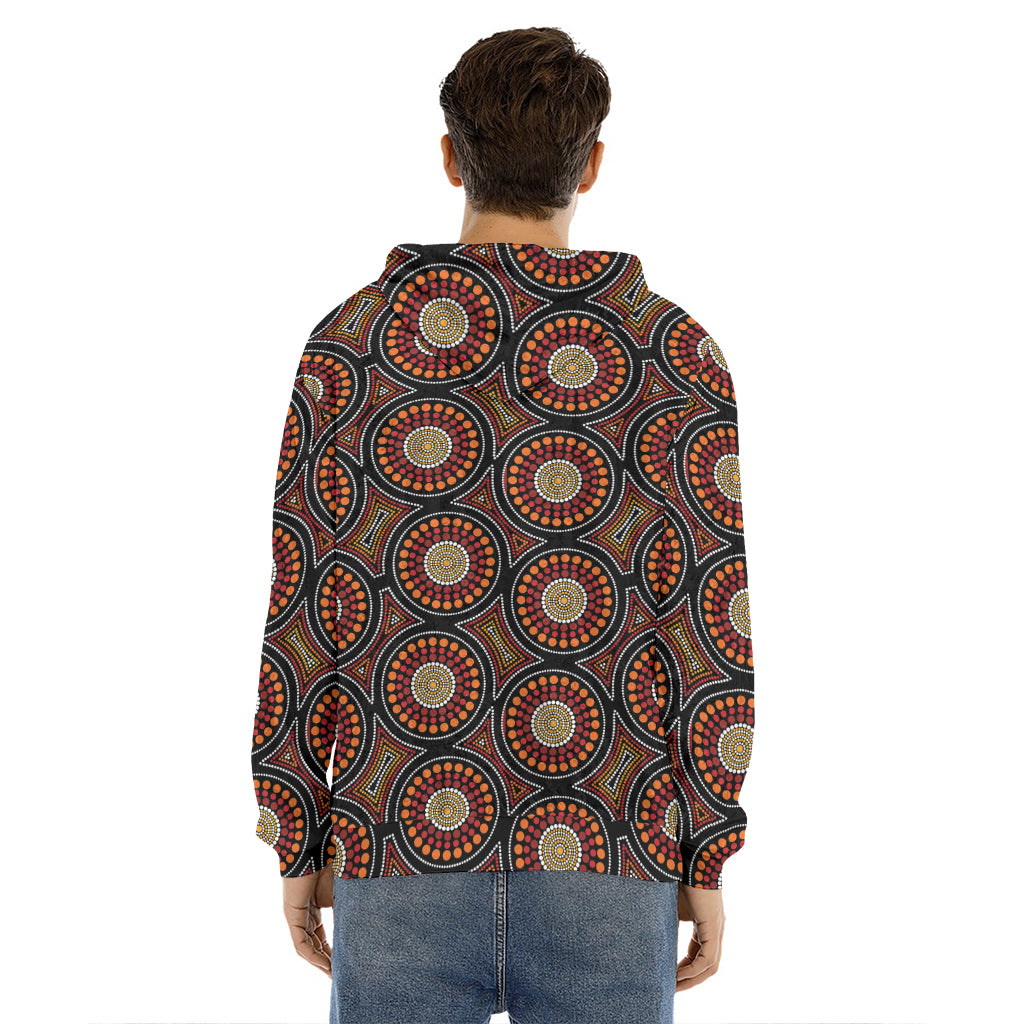 Australian Aboriginal Dot Pattern Print Men's Velvet Pullover Hoodie