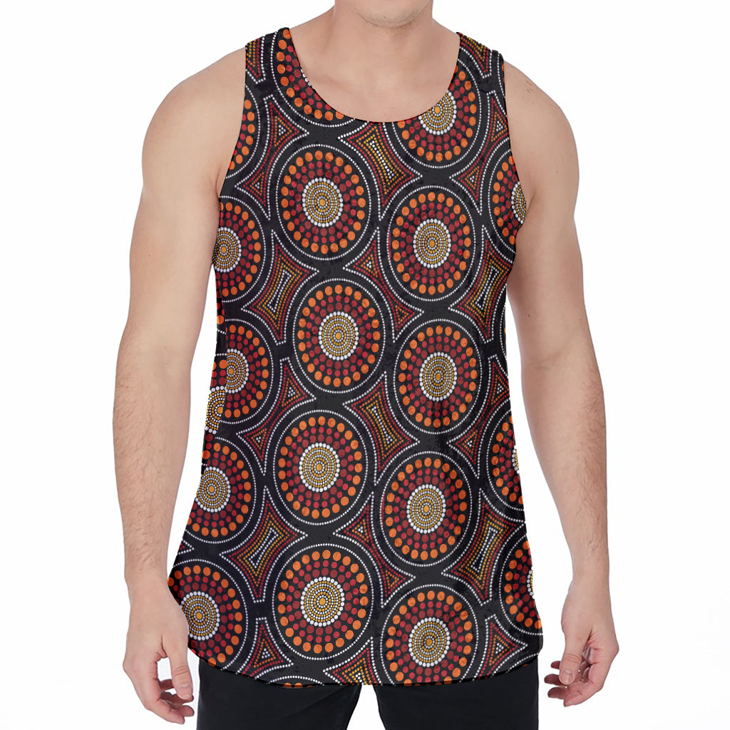 Australian Aboriginal Dot Pattern Print Men's Velvet Tank Top