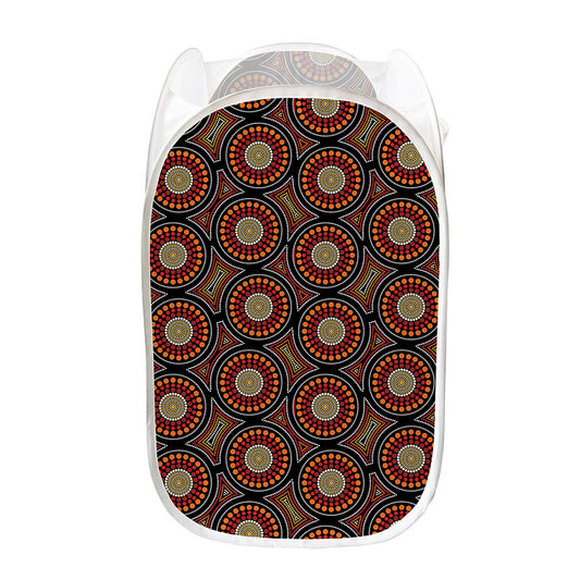 Australian Aboriginal Dot Pattern Print Mesh Laundry Hamper