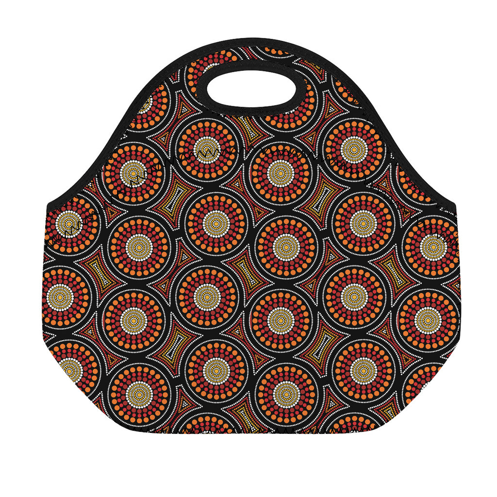 Australian Aboriginal Dot Pattern Print Neoprene Lunch Bag