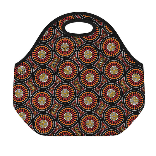 Australian Aboriginal Dot Pattern Print Neoprene Lunch Bag