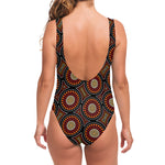 Australian Aboriginal Dot Pattern Print One Piece Swimsuit