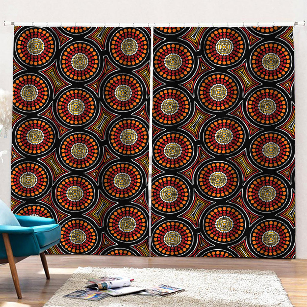 Australian Aboriginal Dot Pattern Print Pencil Pleat Curtains