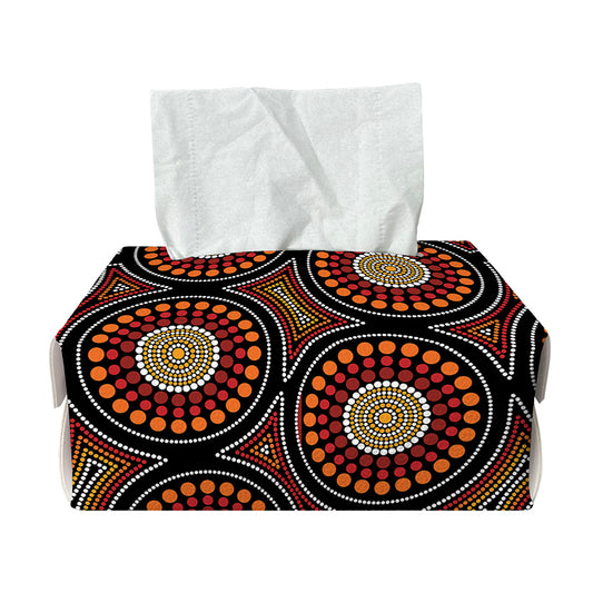Australian Aboriginal Dot Pattern Print Rectangle Tissue Box Cover